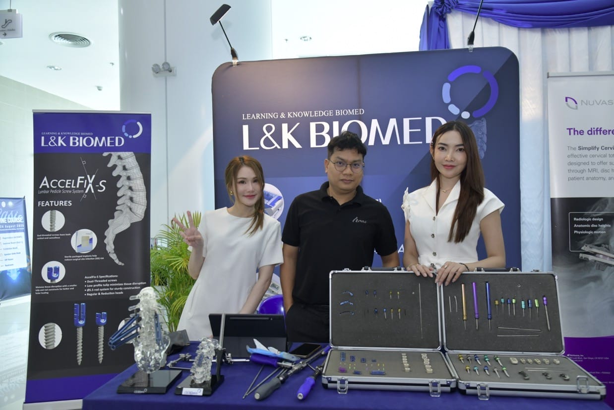กระดูกสันหลัง งานประชุมวิชาการ BASIC SPINE COURSE 2025 แสดงอุปกรณ์ L&K BIOMED และผู้ร่วมงาน ออร์โธปิดิกส์